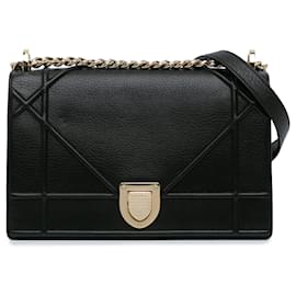 Dior-Black Dior Medium Calfskin Diorama Flap Crossbody Bag-Black
