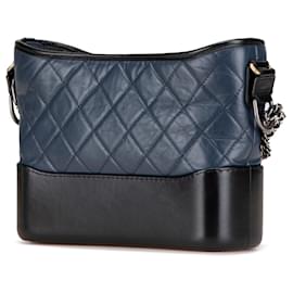 Chanel-Blue Chanel Small Bicolor Aged Calfskin Gabrielle Crossbody-Blue