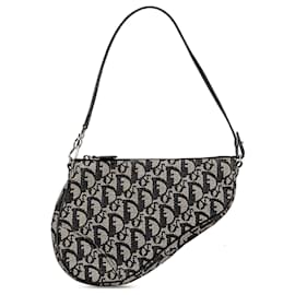 Dior-Black Dior Mini Oblique Saddle Pochette Shoulder Bag-Black