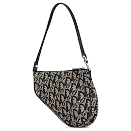 Dior-Black Dior Mini Oblique Saddle Pochette Shoulder Bag-Black