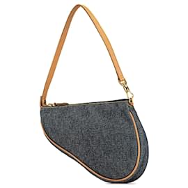 Dior-Blue Dior Denim Saddle Pochette Shoulder Bag-Blue