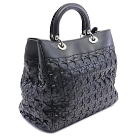 Dior-Black Dior Woven Lambskin Lady Dior Avenue Tote Satchel-Black