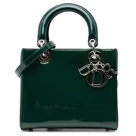 Dior-Green Dior Medium Patent Lady Dior Satchel-Green