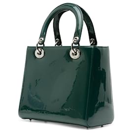Dior-Green Dior Medium Patent Lady Dior Satchel-Green
