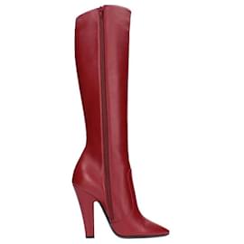 Saint Laurent-Saint Laurent red leather boots-Red