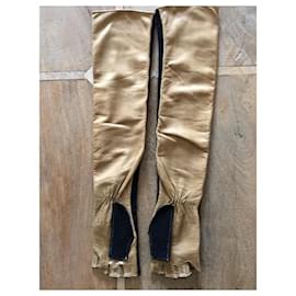 Chanel-Long two-tone gloves or mittens, made of leather and wool, size 7 Chanel-Black,Beige