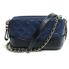 Borsa a catena Chanel Gabrielle blu navy e nero Blu