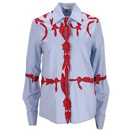 Camisa de manga larga en algodón azul claro con aplique de encaje Givenchy Azul Azul claro
