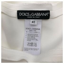 Dolce & Gabbana-Dolce & Gabbana top in cream with shoulder ruffle-White,Cream