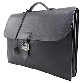 Hermès-Hermes Sac a Depeche 41 Briefcase Black-Black