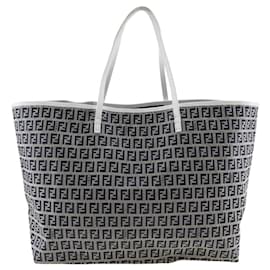 Fendi-Fendi Zucchino Nylon Canvas Tote Bag-Grey