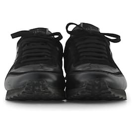 Valentino Garavani-Valentino Garavani Black Leather & Suede Camouflage Rockrunner Sneakers-Black