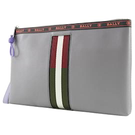 Bally-Bally Leather Heartland Clutch Bag-Grey