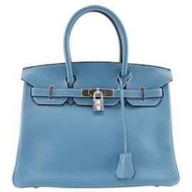 Hermès-Hermes Birkin 30 Handbag Blue Jean-Blue