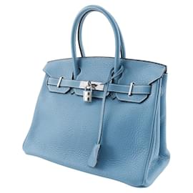 Hermès-Hermes Birkin 30 Handbag Blue Jean-Blue