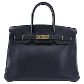 Hermès-Hermes Birkin 35 Handbag Ardennes Black/Gold-Black