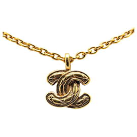 Chanel-Chanel Matelasse Coco Mark Necklace Gold-Golden,Metallic