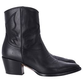 Bottes western brodées Valentino Garavani en cuir noir Noir