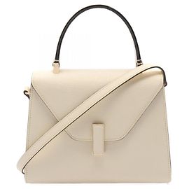 Valextra Mini Iside Leather Handbag Ivory White