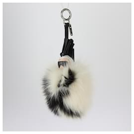 Fendi-Fendi Carl Pompon Carlito Bag Charm Keychain-Black,White