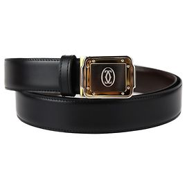 Cartier Santos Reversible Leather Belt Black Dark brown