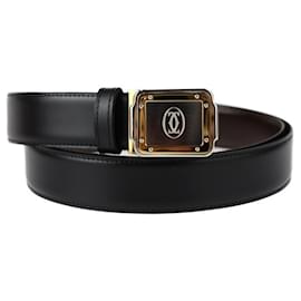 Cartier-Cinto de couro reversível Cartier Santos-Preto,Castanho escuro