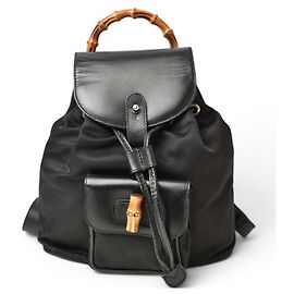 Gucci Bamboo Backpack in Black Leather Black