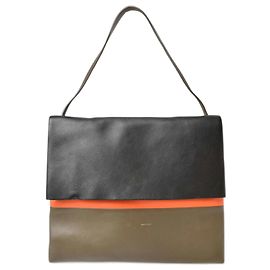 Céline Celine All Soft Shoulder Bag Black Orange Khaki