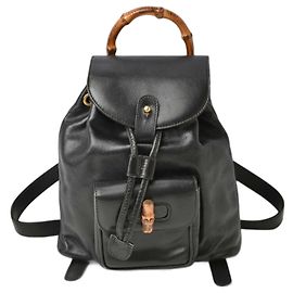 Gucci Bamboo Leather Backpack Black
