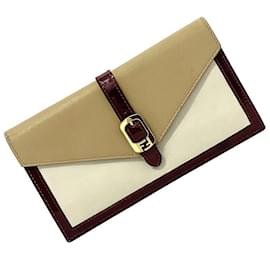 Fendi-Fendi Bi-fold Long Wallet-White,Beige,Dark red