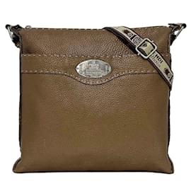 Fendi-Sac à épaule en cuir marron Fendi Selleria-Marron