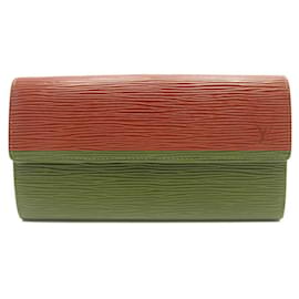 Louis Vuitton-NINE VINTAGE LOUIS VUITTON SARAH WALLET IN COGNAC EPI LEATHER NEW WALLET-Camel