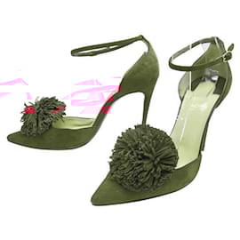 Christian Louboutin-CHAUSSURES CHRISTIAN LOUBOUTIN ESCARPINS TSAROU POM 37 DAIM PUMPS SHOES-Rouge