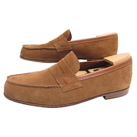 JM Weston-NINE JM WESTON SHOES LOAFERS 281 THE MOC 9.5E 43.5 CAMEL SUEDE LOAFERS-Camel