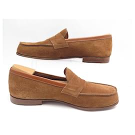 JM Weston-NINE JM WESTON SHOES LOAFERS 281 THE MOC 9.5E 43.5 CAMEL SUEDE LOAFERS-Camel