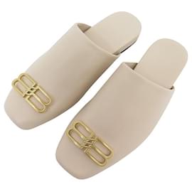 Balenciaga-NINE BALENCIAGA COSY BB 718831 MULES 36 LEATHER SANDALS SHOES-Beige