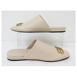 Balenciaga-NINE BALENCIAGA COSY BB 718831 MULES 36 LEATHER SANDALS SHOES-Beige