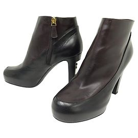NUEVAS BOTAS BICOLOR CHANEL G29228 39.5 BURDEOS NEGRO Otro