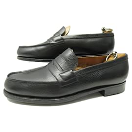 JM Weston-JM WESTON SHOES LOAFERS 180 6.5C 40.5 BLACK LEATHER + SHOE TREES-Black