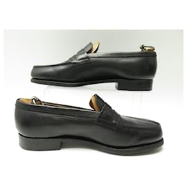 JM Weston-JM WESTON SHOES LOAFERS 180 6.5C 40.5 BLACK LEATHER + SHOE TREES-Black