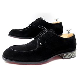 CHRISTIAN LOUBOUTIN 41 BLACK SUEDE DERBY SHOES Black