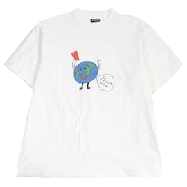 Balenciaga-Balenciaga Cotton Oversized Double Sleeve T-shirt S-White
