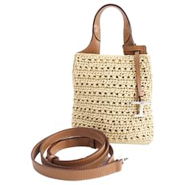Tod's-Tod's Raffia Leather 2WAY Micro Handbag-Brown