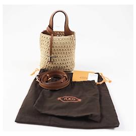 Tod's-Tod's Raffia Leather 2WAY Micro Handbag-Brown