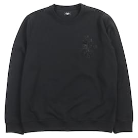 Fendi-Fendi Cotton FF Logo Beaded Sweatshirt XL-Black