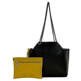 Stella Mc Cartney Stella McCartney Black Leather Chain Tote Bag Black