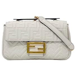 Fendi-Sac à épaule en cuir blanc Fendi-Blanc