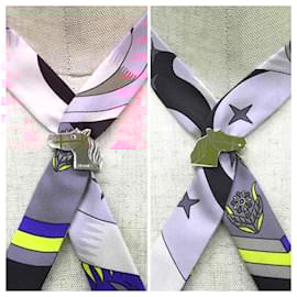 Hermès-Écharpe Cadrige Twilly d'Hermès-Argenté,Orange