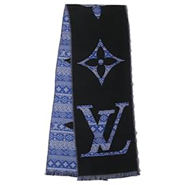 Louis Vuitton Monogram Two-Sided Stole Brown Black Blue