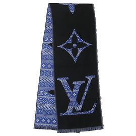 Chal reversible Monogram Louis Vuitton Castaño Negro Azul